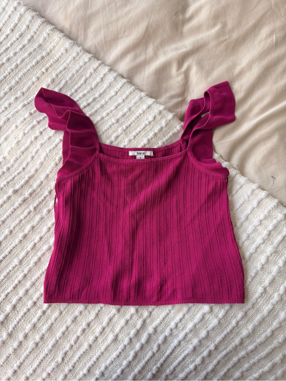 Bar III Hot Pink Textured Knit Top